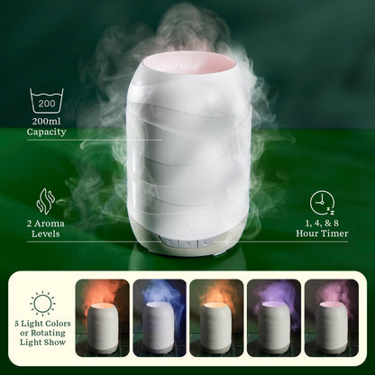 Lifelines Waves Ultrasonic Diffuser 200ml | Citrus Grove Essential Oil Blend | Aromatherapy, Lights, Timers & Auto-Shutoff