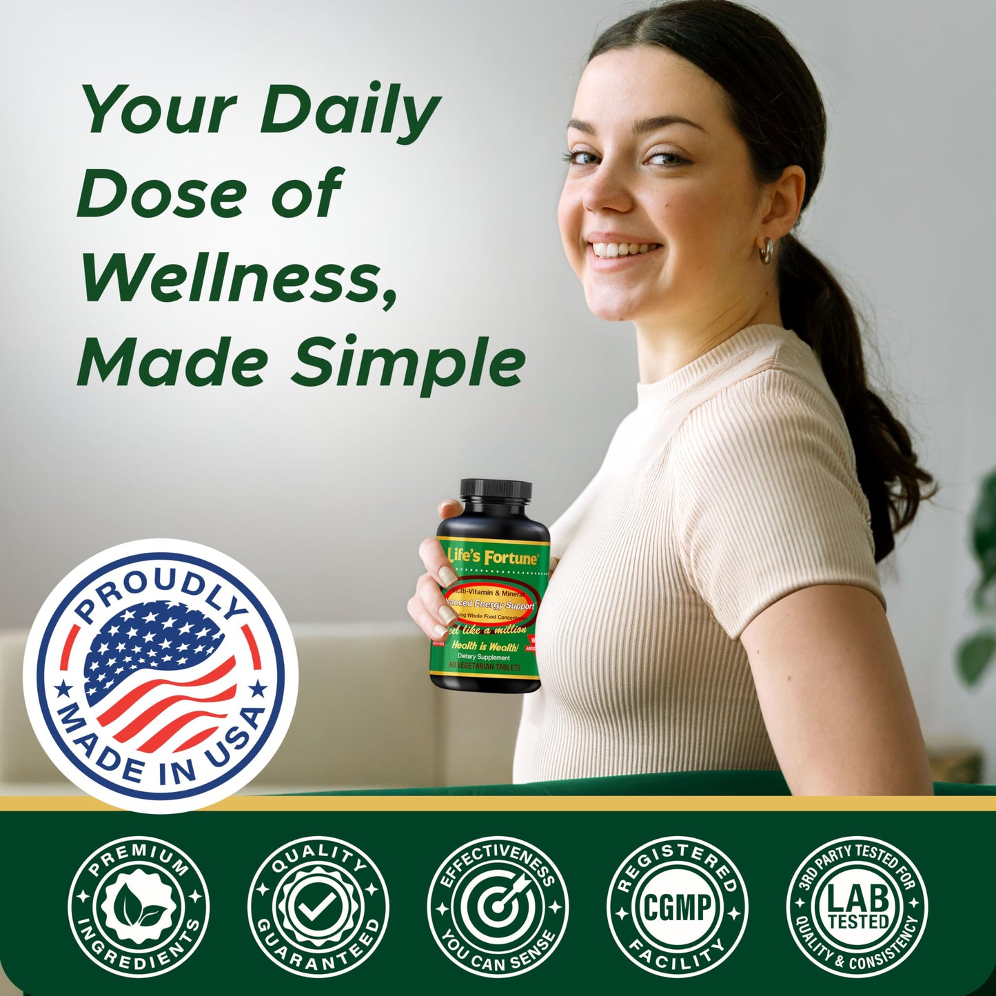 Life's Fortune Multivitamin & Mineral – 60 Tablets | All-Natural Energy & Whole-Food Formula