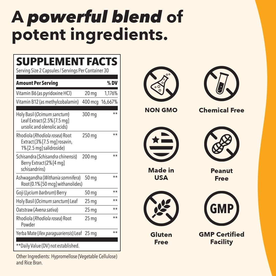LifeSeasons Adrenal-T – Adrenal Fatigue Support with Ashwagandha Adaptogens | 60 Capsules