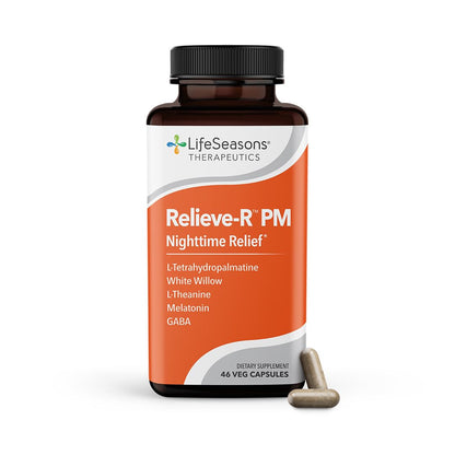 LifeSeasons Relieve-R PM - Eases Nighttime Aches & Discomfort - Relaxes Muscles - Calms The Nervous System - Supports Natural Sleep Cycles & Non Habit Forming - 46 Capsules