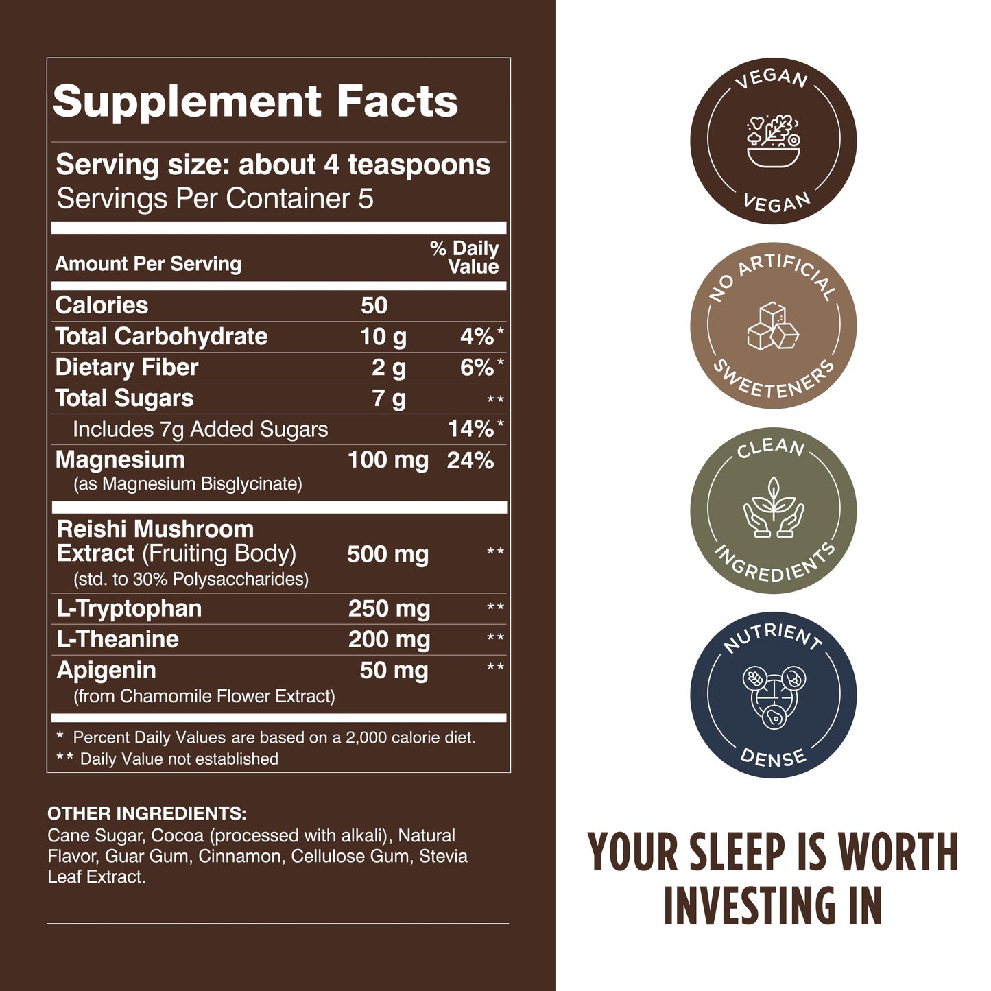 LIFESTACKS Calm Evening Tonic Sleep Powder - Cinnamon-Cocoa Nighttime Drink