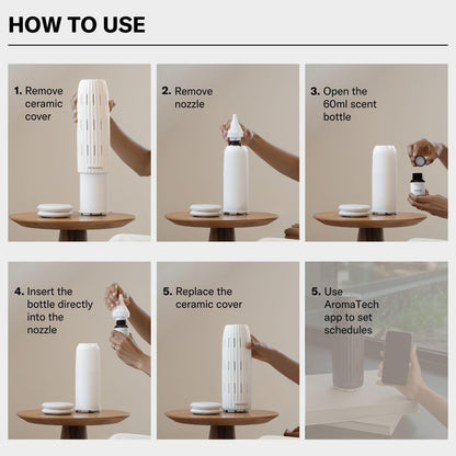 AromaTech Ambience Diffuser – White Stone, 60ml, Bluetooth