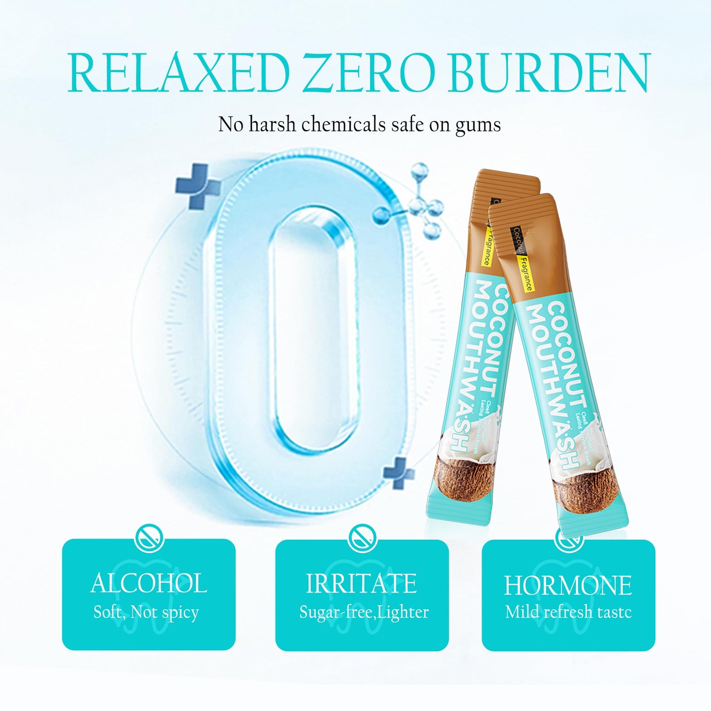 Liillya Coconut Mouthwash – Travel Size Packets, Alcohol-Free, TSA Compliant