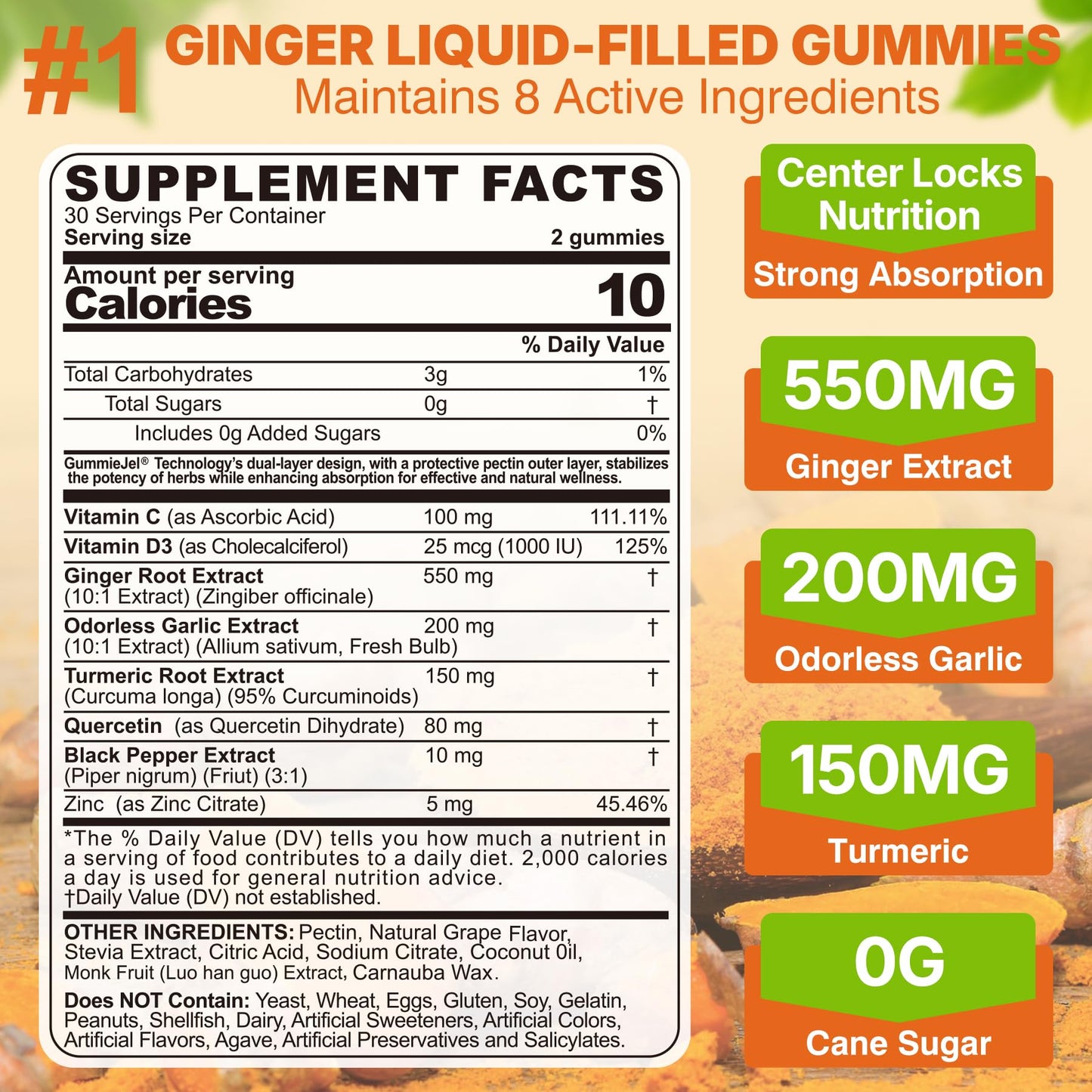 LILICARE Ginger Chews Gummies - Nausea & Digestive Support (60-count, Sugar Free)
