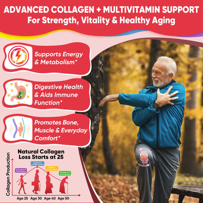 LILICARE 2Pack Sugar-Free Hydrolyzed Collagen Gummies – 1500mg Multi-Collagen, 5000mcg Biotin, Immune & Skin Support