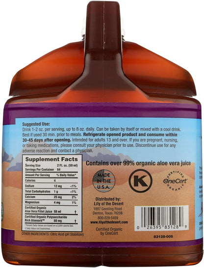 Lily of the Desert Aloe Vera Juice – Organic Preservative-Free Inner Fillet (128 oz)