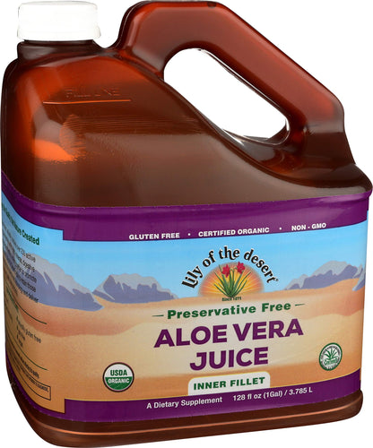Lily of the Desert Aloe Vera Juice – Organic Preservative-Free Inner Fillet (128 oz)