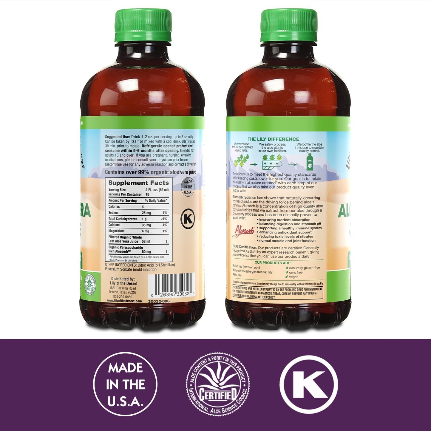 Lily of the Desert Aloe Vera Supplement – Whole Leaf, 32 Fl Oz, 2 Count