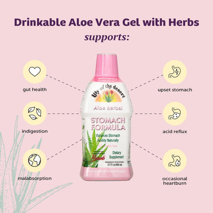 Lily Of The Desert Stomach Formula – Organic Aloe Vera Juice with Slippery Elm & Herbs (Pack of 2)