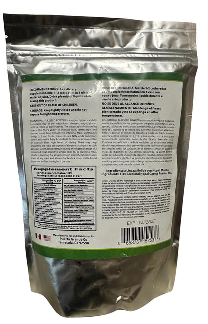Linaza with Nopal Forte – 8 oz – 100% Natural Flaxseed & Nopal Cactus Powder – Fiber-Rich Digestive Support – Ground Blend Dietary Supplement – Vegan & Non-GMO