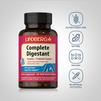 Lindberg Complete Digestant Multi-Enzyme Formula with Pancreatin & Betain Hydrochloride, 120 Capsules