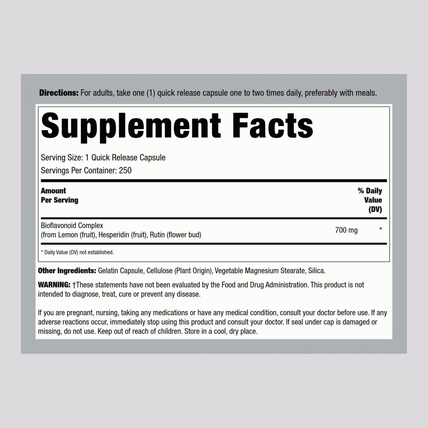 Lindberg Lemon Bioflavonoid Complex - 700mg, 250 Caps | Non-GMO, Gluten Free