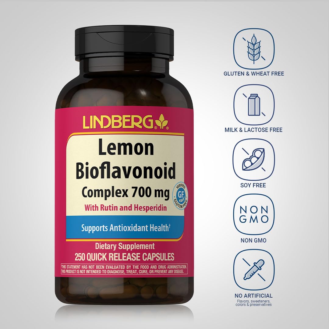 Lindberg Lemon Bioflavonoid Complex - 700mg, 250 Caps | Non-GMO, Gluten Free