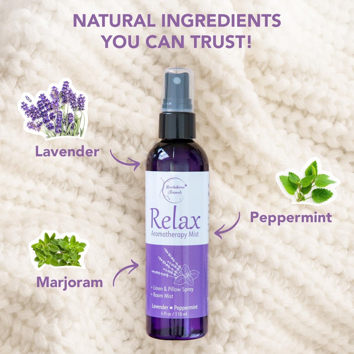 Relax Lavender Sleep Spray – Linen & Pillow Mist, 4oz | Brookethorne Naturals