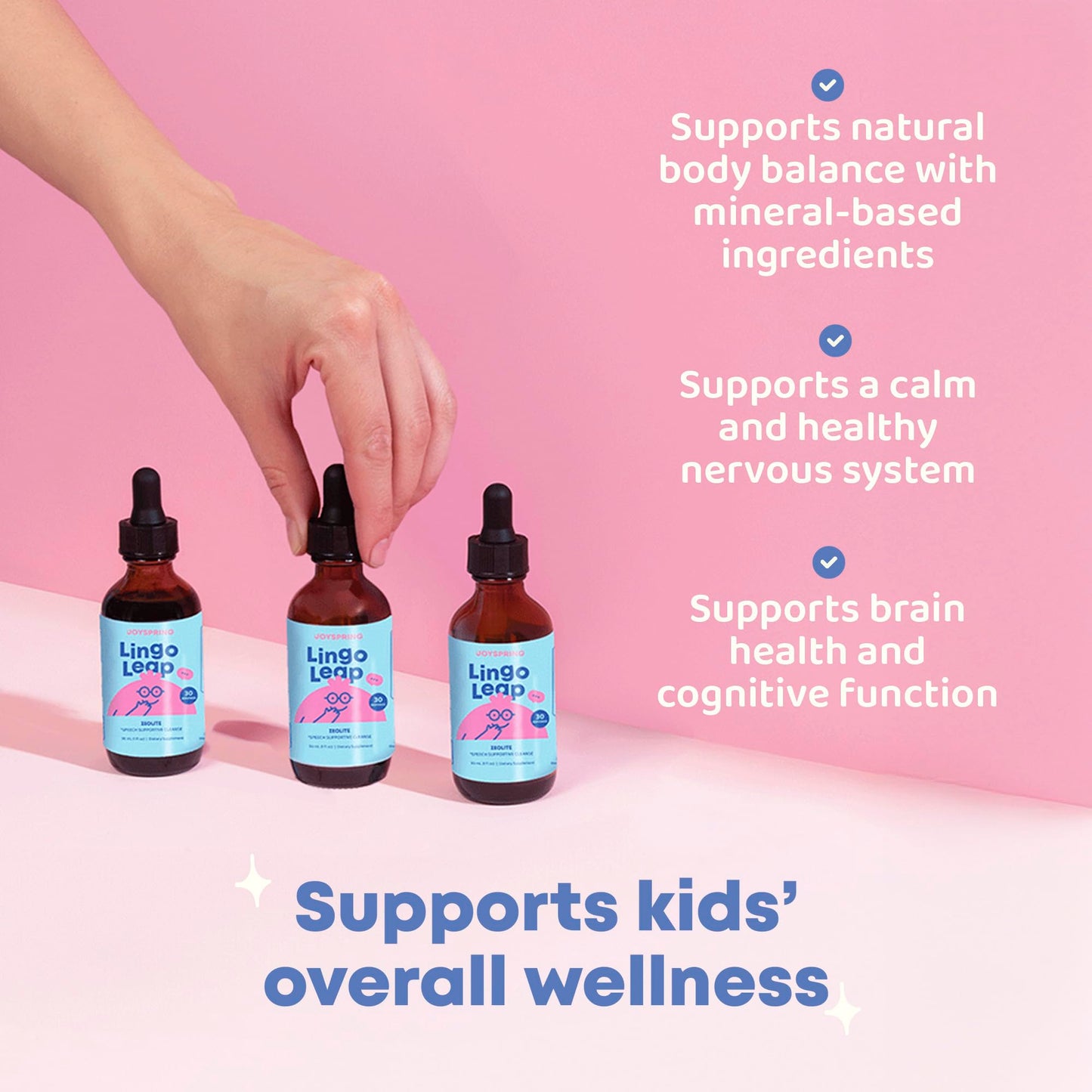 JoySpring LingoLeap: Liquid Kids Formula with Zeolite Clinoptilolite, Methylated B12 & Vitamin D3 | Ages 3+ | 1 fl oz