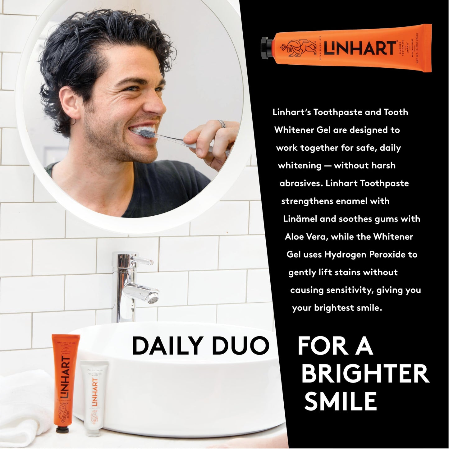 LINHART Travel Toothpaste – Teeth Whitening, Mint Flavor, 3-Pack, 1 Ounce Each