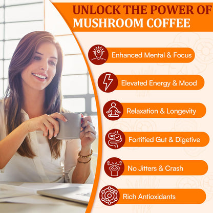Organic Mushroom Coffee — 11 Superfood Mushrooms (Lion’s Mane, Reishi, Chaga) 5.3oz