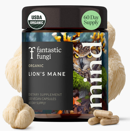 Lions Mane Mushroom Capsules – Memory, Focus & Mood Support | USDA Organic, Vegan, 120 Caps