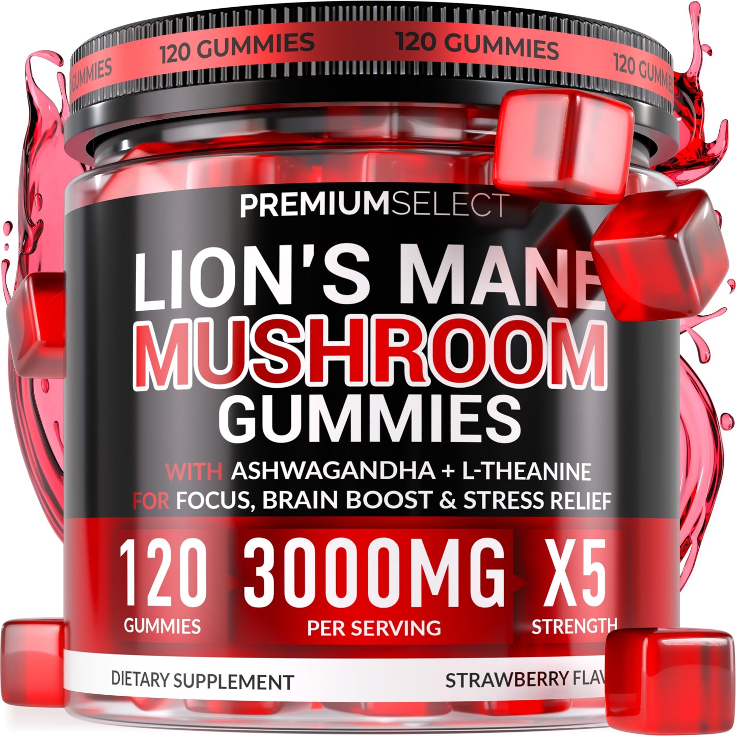 Lions Mane Gummies Sugar Free – 120 Gummies for Clarity & Brain Support