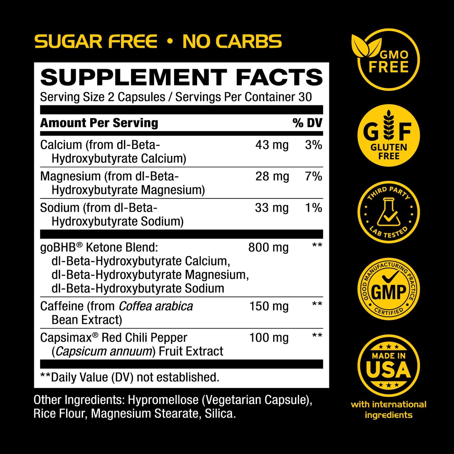 Lipo Burn Keto BHB – Exogenous Ketones with Capsimax & Caffeine (1 Month) | Vegetarian & Non-GMO