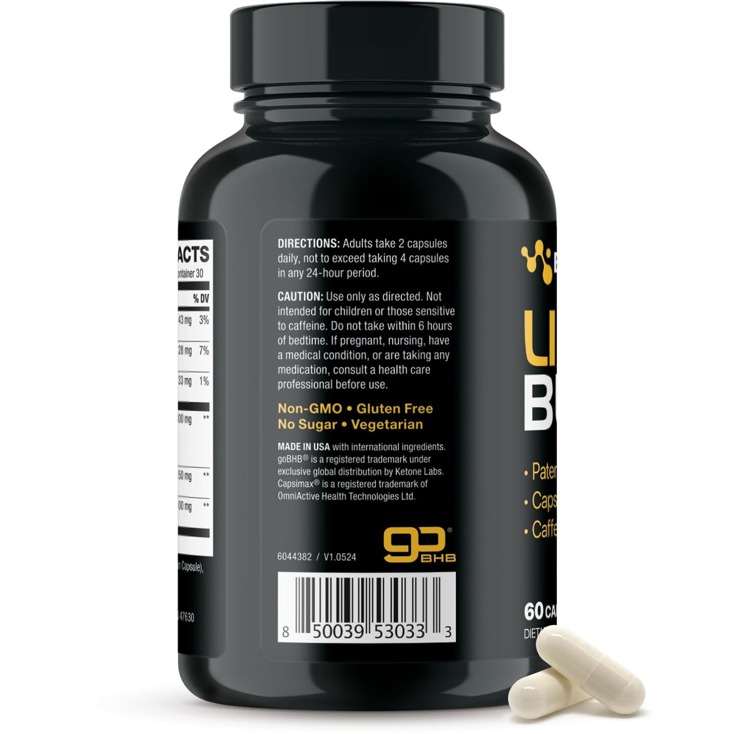 Lipo Burn Keto BHB – Exogenous Ketones with Capsimax & Caffeine (1 Month) | Vegetarian & Non-GMO