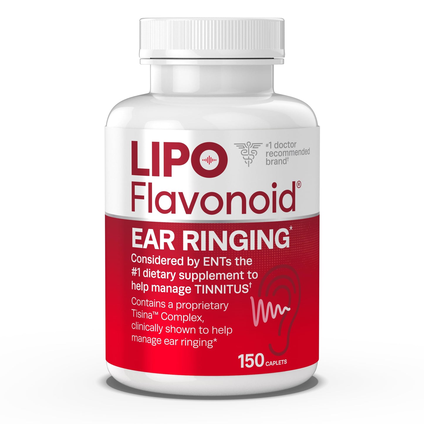 Lipo-Flavonoid Plus Tinnitus Relief - Doctor-Recommended Inner Ear Health - 150 Caplets