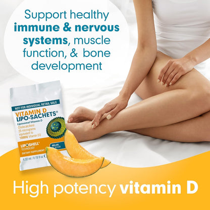 Lipo-Sachets Liposomal Vitamin D3 – 1000IU per Serving, Immune Support, High Absorption, GMO Free, 30 Packets
