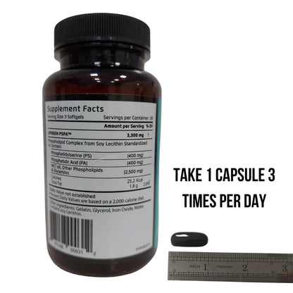 Lipogen PSPA Stress Relief Supplement and Cortisol Manager | Keeps You Calm and Relaxed | Support Immune System | Phosphatidylserine, Phosphatidic Acid: 90 softgels, 30 Days Supply
