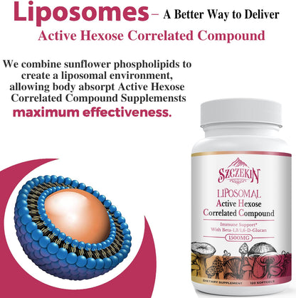 1500mg Liposomal AHCC Supplement - Immune Support & Liver Function, 720 Soft Gels