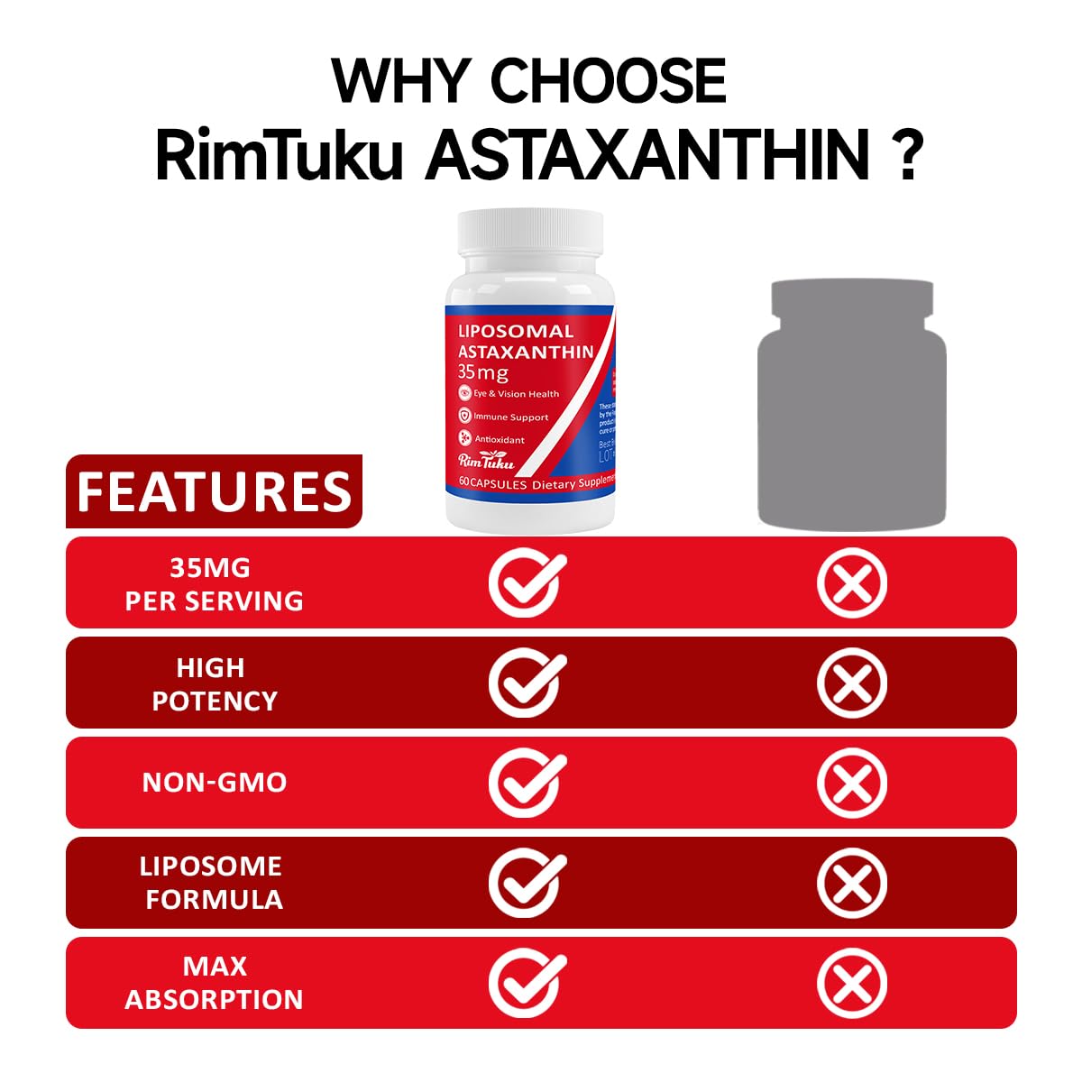 35mg Liposomal Astaxanthin Supplement – Antioxidant Support for Skin, Joints & Eyes | Vegan, Non-GMO