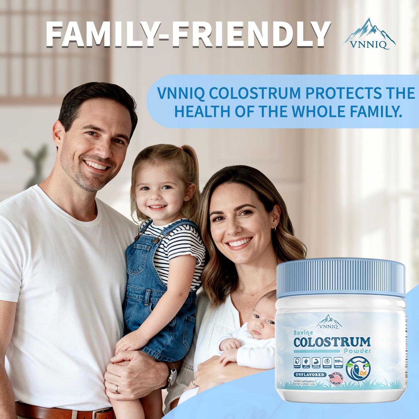VNNIQ Bovine Colostrum Powder – 3X Absorption, 3,000 mg IgG, Organic Grass-Fed, Ultra-Low Temp Freeze-Dried, 50 Servings
