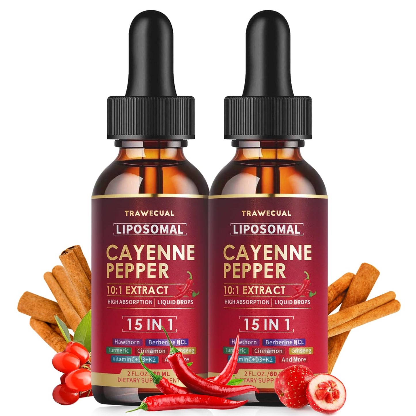 Liposomal Cayenne Pepper Drops – 2 Pack (120ml) | Digestion & Circulatory Support