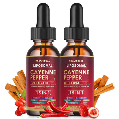 Liposomal Cayenne Pepper Drops – 2 Pack (120ml) | Digestion & Circulatory Support