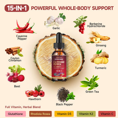 Liposomal Cayenne Pepper Drops – 2 Pack (120ml) | Digestion & Circulatory Support