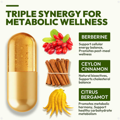 Liposomal GLP-1 Supplement for Metabolic Support - Berberine 600mg + Bergamot & Cinnamon - 180 Capsules (90-Day Supply)