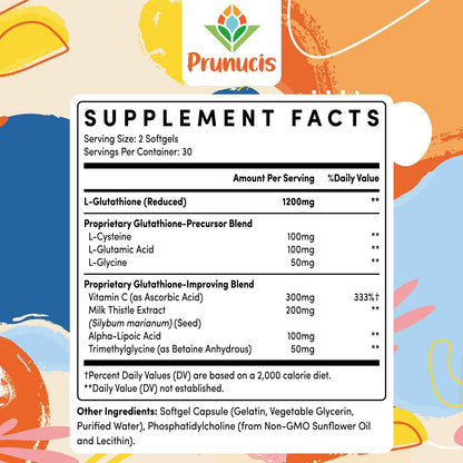 2400MG Liposomal Glutathione with Vitamin C, Milk Thistle & Alpha-Lipoic Acid - 120 Softgels
