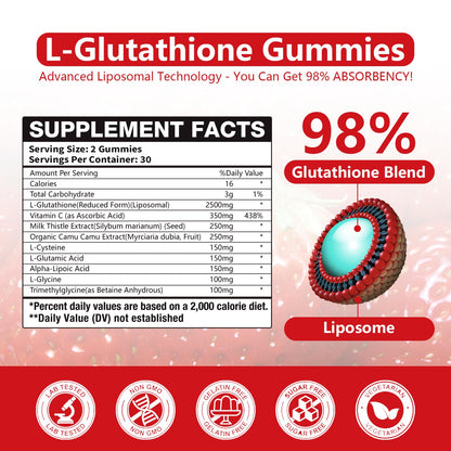 Extra Powerful 2500MG Liposomal Glutathione Gummies – Skin Whitening & Liver Support
