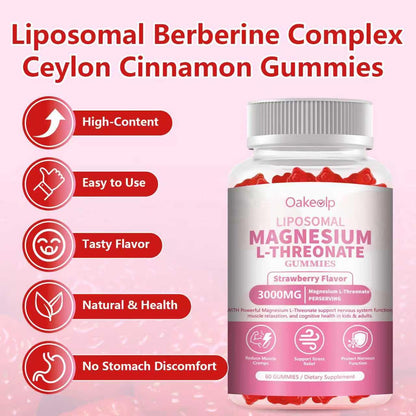 2 Pack Liposomal Magnesium Threonate Gummies – High-Potency 3000mg, 98% Absorption | Magnesium L-Threonate for Muscle & Nervous System (Kids & Adults)
