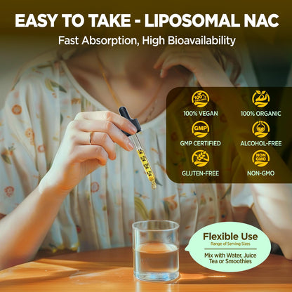 Liposomal NAC Drops - N-Acetyl Cysteine 600 mg (2 oz) with Milk Thistle & Quercetin