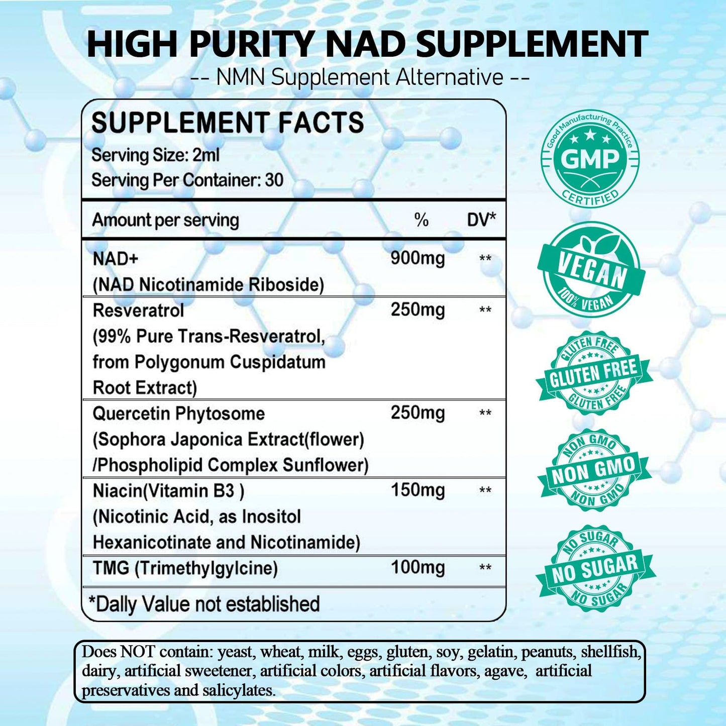 NAD Supplements for Women & Men | Liposomal NR NAD+ 900mg + Resveratrol