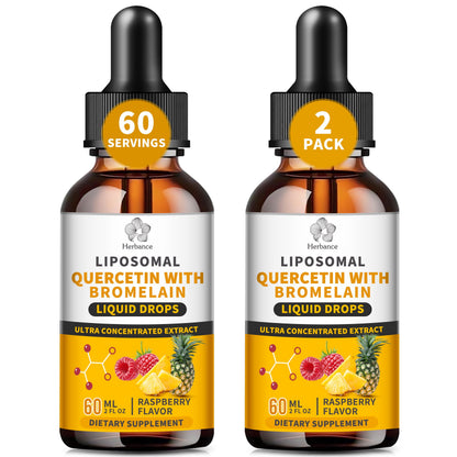 (2 Pack) Liposomal Quercetin with Bromelain Liquid Drops – 700mg Quercetin + Bromelain