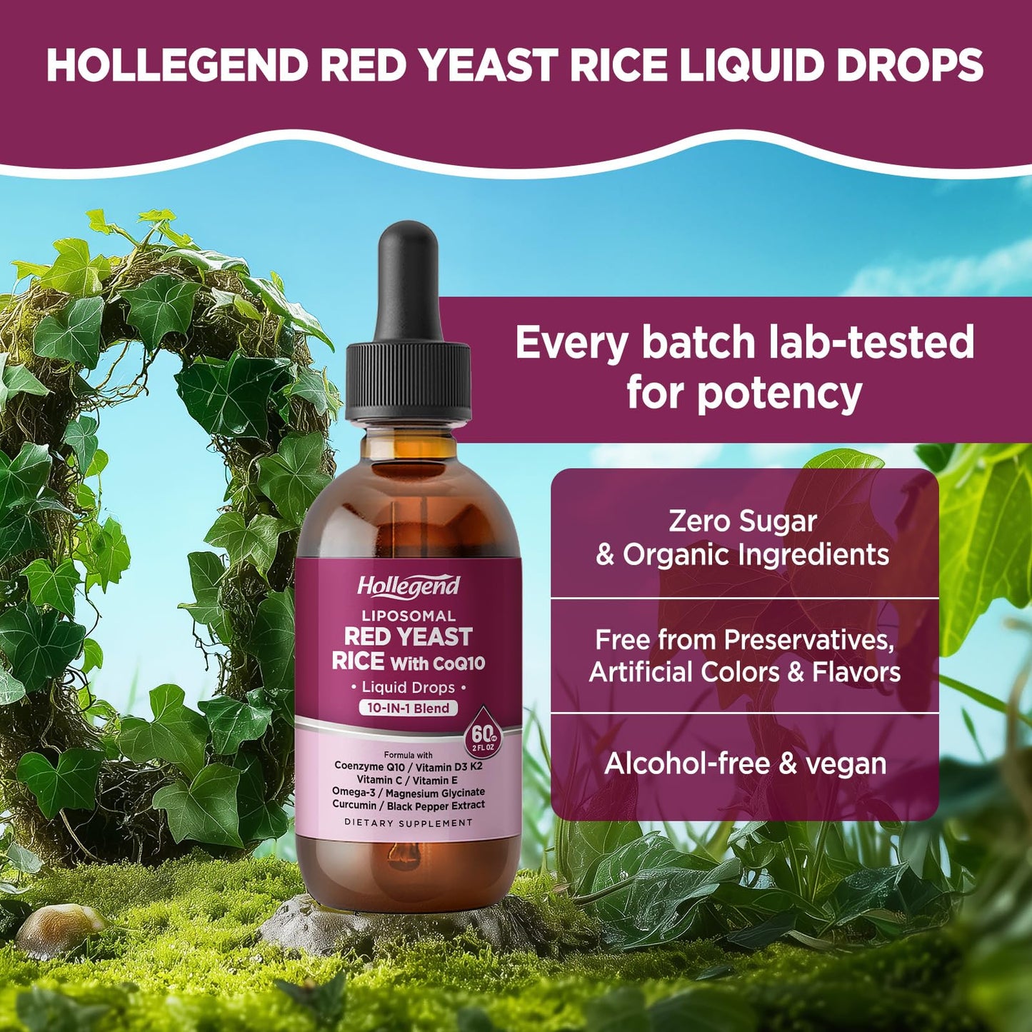 Liposomal Red Yeast Rice + CoQ10 Liquid Drops 1200mg – Heart Health