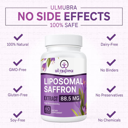 Liposomal Saffron 88.5 mg | 120 Vegan Capsules | Mood, Focus & Energy