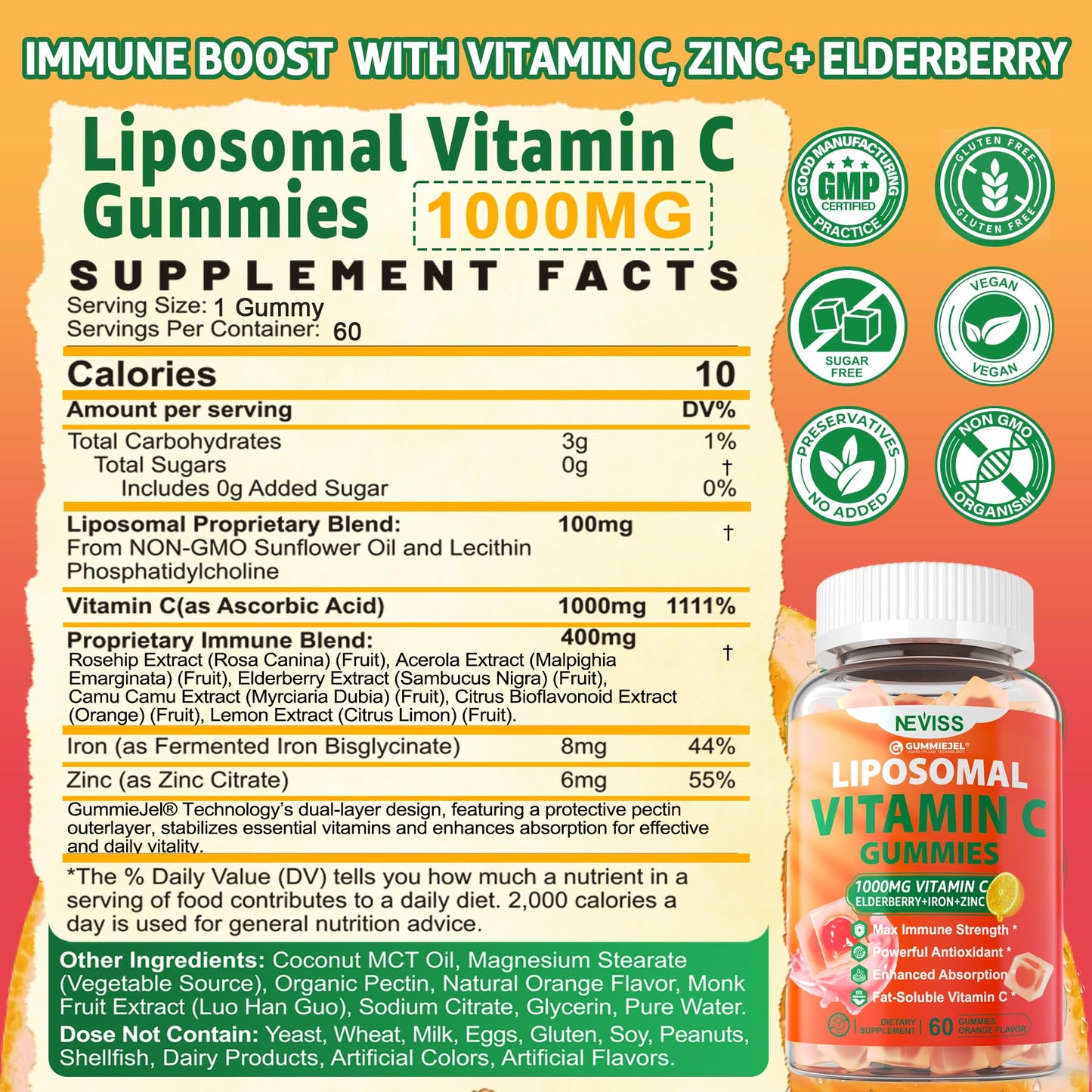 Liposomal Vitamin C 1000mg Gummies for Adults – Immune Support