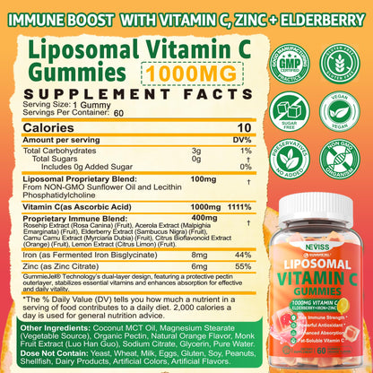 Liposomal Vitamin C 1000mg Gummies for Adults – Immune Support