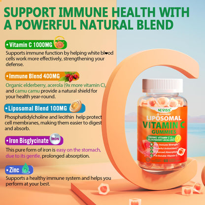 Liposomal Vitamin C 1000mg Gummies for Adults – Immune Support