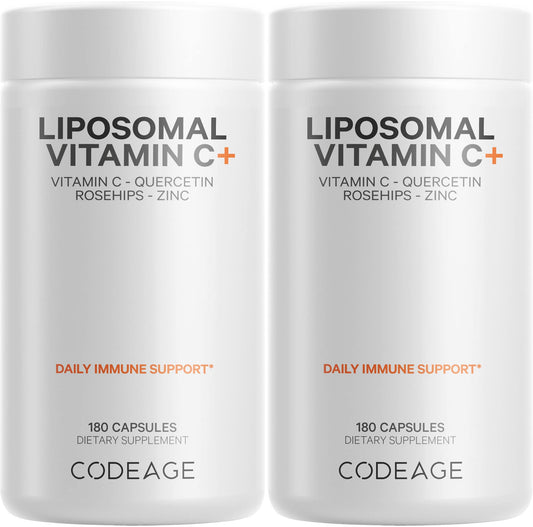 Codeage Liposomal Vitamin C 1500mg with Zinc & Elderberry – Vegan, Non-GMO, 2-Pack
