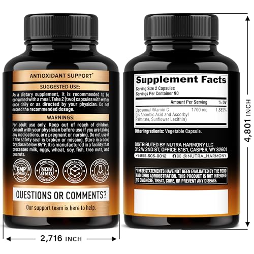 Liposomal Vitamin C 1700 mg – High-Absorption Fat-Soluble Complex | USA Made