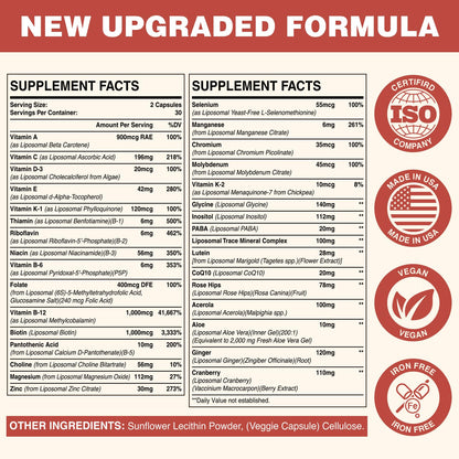 Liposomal Multivitamin for Women 50+ - Iron-Free 120 Capsules | CoQ10 & Bone Health