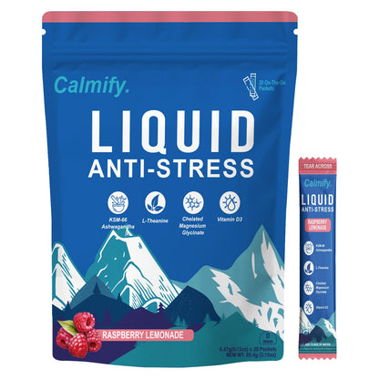Liquid Anti-Stress Cortisol | Sugar Free Magnesium Drink with L-Theanine & Ashwagandha | 20 Packets